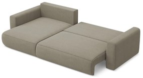 Светлокафяв разтегателен ъглов диван с място за съхранение (ляв ъгъл) Kapua – Makamii