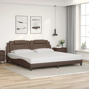 3208119 vidaXL Рамка за легло Viana без матрак, кафява, 200x200 см, изкуствена кожа