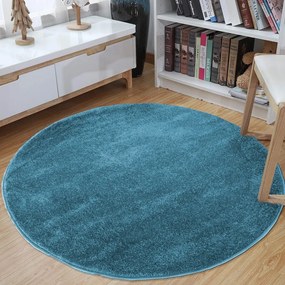 Кръгъл син килим Ширина: 120 см Дължина: 120 см