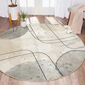 Бежов кръгъл килим подходящ за пране ø 120 cm Simple Lines – Mila Home