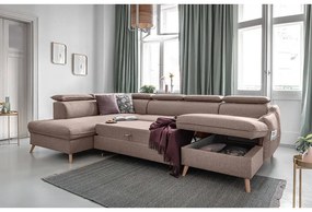 Бежов разтегателен диван в буквата "U", ляв ъгъл Sweet Harmony - Miuform