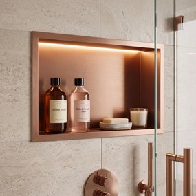 Вграден рафт за баня LED 30x45 brush copper
