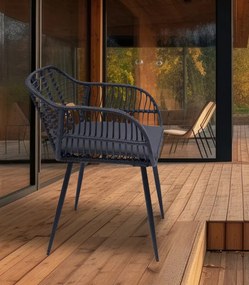 Градински ратанов комплект NAPOLI - черен комплект с 2 стола и маса