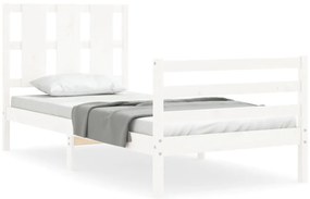 3194077 vidaXL Рамка за легло с табла бяла Small Single дърво масив