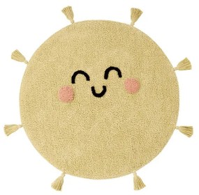 Жълт ръчно изработен памучен детски килим подходящ за пране ø100 cm You're My Sunshine – Lorena Canals