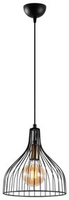 Черно висящо осветително тяло с метален абажур ø 25 cm Cafu – Opviq lights