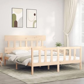 3193341 vidaXL Рамка за легло с табла 5FT King Size масивно дърво