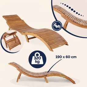 Сгъваем дървен шезлонг от акациева дървесина