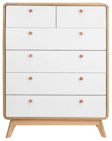 Бяло-естествен висок скрин от декор от дъб 81x104 cm Caitlin – Støraa