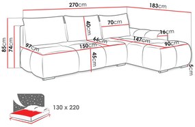 Ъглов диван Bestii-Капучино-Десен