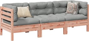 3299273 vidaXL Градински комплект с възглавници, 3 части, дугласка ела масив