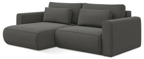 Тъмносив кадифен разтегателен ъглов диван с място за съхранение (ляв ъгъл) Kapua – Makamii