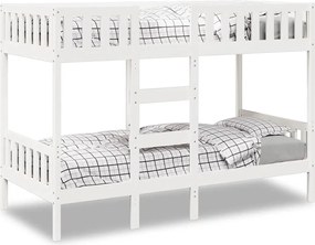 3308608 vidaXL Двуетажно легло, бяло, 75x190 см, борово дърво масив