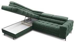 Зелен разтегателен ъглов диван с място за съхранение от букле (ляв ъгъл L форма) Ferucce – ELTAP
