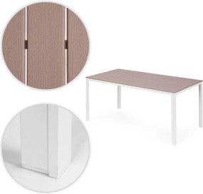 Голяма градинска маса в бежово с бели крака