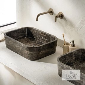 Мраморен умивалник Gaia Fossil-Черен-Дължина: 50 cm