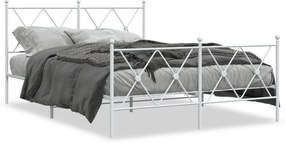 376570 vidaXL Метална рамка за легло с горна и долна табла, бяла, 140x200 см