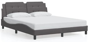 3208194 vidaXL Рамка за легло без матрак Zadar, сива, 160x200 см, изкуствена кожа