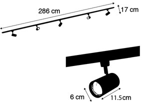 Модерна релсова система за осветление с 5 черни димни прожектори 1-фазов - Iconic Jeana