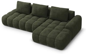 Зелен кадифен сгъваем/с място за съхранение ъглов диван (десен ъгъл) Linz – Cosmopolitan Design