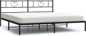 355470 vidaXL Метална рамка за легло с горна табла, черна, 200x200 см