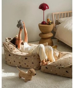 Светлокафяв детски пуф от букле и шенил Terrazzo Square – Wigiwama