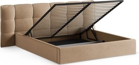 Сиво-бежово двойно легло 200x200 cm тапицирано с място за съхранение с включена подматрачна рамка Eric – Micadoni