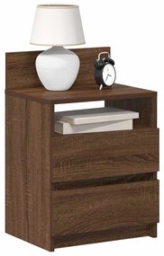 858573 vidaXL Нощни шкафчета, 2 бр, с 2 чекмеджета, Кафяв дъб, 40x33x60 см