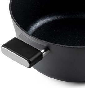 Тенджера Luigi Ferrero Regina FR-2840, 28x12.5 см, 6.5 л, Незалепващо мраморно покритие, Стъклен капак с отвор за пара, Индукция, Черен