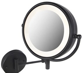 Дизайнерско стенно огледало черно с LED регулируемо IP44 с шнур - Vicino