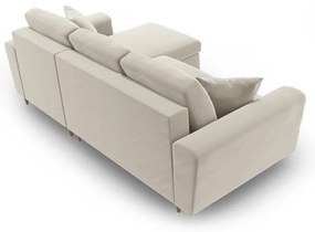 Бежов кадифен разтегателен ъглов диван с място за съхранение Kyoto – Cosmopolitan Design