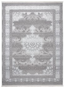 Ексклузивен дизайнерски интериорен килим в бяло и сиво с шарка Ширина: 200 см | Дължина: 300 см