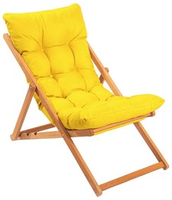 Градински шезлонг жълт/бук