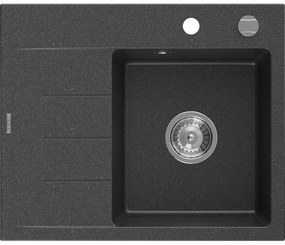 Mexen Ben гранитна мивка с една камера с отцедник, дясна 600 x 500 мм, черна на