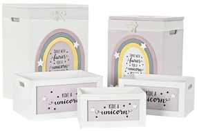 Комплект кошове DKD Home Decor Бял Детски Дърво от пауловния (40 x 30 x 55 cm) (5 Части)