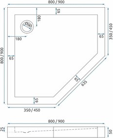 Душ кабина Rea DIAMOND 80x80 Black MAT