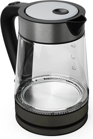 Електрическа кана Tesla KT300X, Стъклена, 2200W, 1.7 L, Скрит нагревател, STRIX Технология, Черен