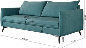 Диван в петролен цвят 199 cm Juli Bis – Ropez