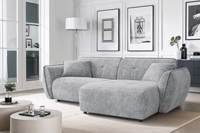 Светлосив шенилов ъглов диван (десен ъгъл) Nelia – Ropez