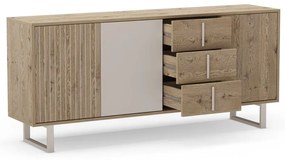 Сиво-естествен нисък скрин от декор от дъб 180x80 cm Millay – Marckeric