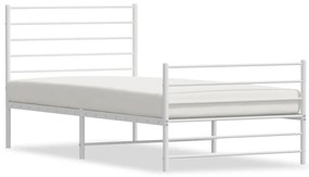 352378 vidaXL Метална рамка за легло с горна и долна табла, бяла, 90x190 см