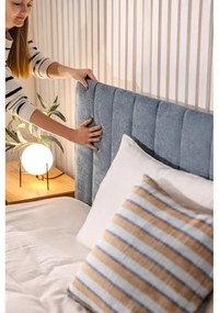 Синьо тапицирано двойно легло с място за съхранение и включена подматрачна рамка 160x200 cm Myra Slim Line – Bonami Selection