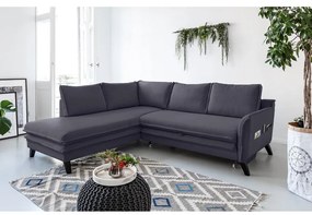 Антрацитен ъглов разтегателен диван ляв ъгъл, Charming Charlie - Miuform