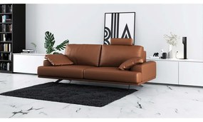 Коняк кафяв кожен диван 220 cm Prado - MESONICA