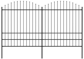 Sonata Градинска ограда с пики, стомана, (1,75-2)x3,4 м, черна