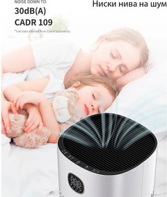 Пречиствател за въздух Attractive OBERON 520, 50W, За до 62 м2, Wi-Fi, 5 скорости, Таймер, Нощен режим, Дистанционно, Интелигентен сензор за замърсяване, Бял