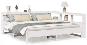 3324413 vidaXL Легло с етажерка за книги, без матрак, 180x200 см, бор масив