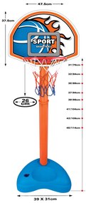 King Sport Баскетболен кош с топка, регулиращ се по височина