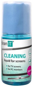 CLEAN IT CL-180 - Почистващ разтвор за екрани с кърпа, 200 мл