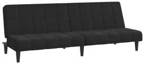 337508 vidaXL 2-местно разтегателно канапе, черно, кадифе
